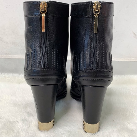 Fendi Women's Ankle Black Zip Leather Heeled Boots Size 36 - Picture 4 of 15